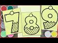 Colored sand painting learn numbers 7,8,9 - Coloring video satisfying - Sand art (Chim Xinh channel)