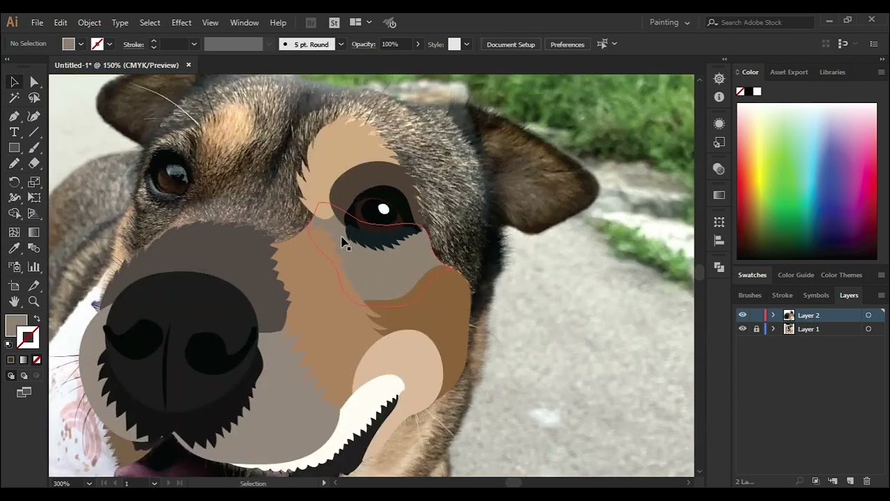 How To Draw Realistic Simple Dog Illustration Adobe Illustrator Youtube