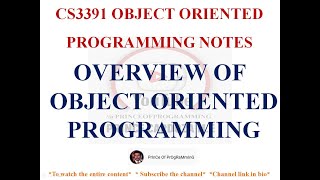 OVERVIEW OF OOPS NOTES | CS3391 OBJECT ORIENTED PROGRAMMING NOTES | 2021 REGULATION CSE | SEM3 NOTES