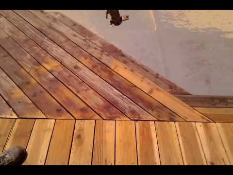 Sandblasting redwood deck Sandblasting redwood deck