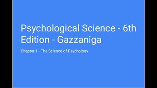Psychological Science - Chapter 1 The Science of Psychology