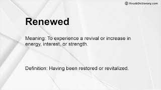 Renewed Meaning