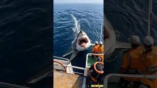 Fishermen vs. Fierce Great White Shark #fishing