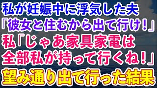 【スカッとする話】私が妊娠中に浮気した夫「浮気相手と住むから出て行け！」私「じゃあ家具家電は持って行くね！」→言われた通りに家を出てやった結果www【修羅場】