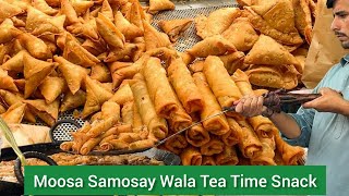 Moosa Samosay Wala Tea Time Snack | Roll \u0026 Samosa Street Food Pakistan | Street Food Evening Snacks