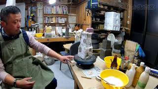 Make a pottery vase 【masking method with rubber liquid】