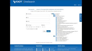 VDOT OneSearch: The Basics