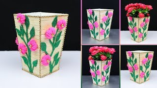 How to make flower vase with popsicle sticks | Flower vase diy | best out of waste ideas