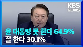 [여론조사]② “윤 대통령 못 한다 64.9%, 잘 한다 30.1%”…취임 6개월 국정평가 / KBS  2022.11.09.