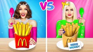 Rich Food VS Broke Food Chocolate Challenge! Funny Moments with Rich vs Normal Snacks by RATATA COOL