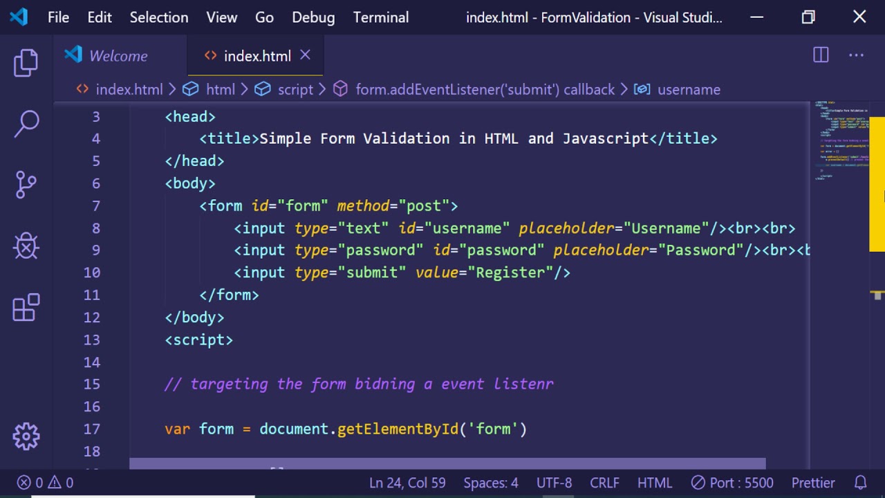 Simple Form Validation In Javascript For Beginners | Javascript Form ...