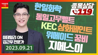 KEC, 삼화페인트, 위메이드, 동일고무벨트, 꿈비, 지에스이, 한일화학_종목상담 119 20230921