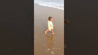 my cousin at the beach #shorts #beach @mokshith beautiful world