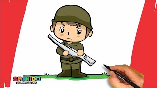 How To Draw a Soldier For Kids and Beginners | Easy Soldier Drawing and Coloring Tutorial