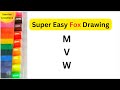 How to Draw Easy Fox From Letters M and W | Beginners  Easy Fox Drawing Step by Step