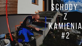 Schody z kamienia #2- klejenie podestu i stopnic.