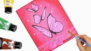 Magical Butterfly Easy Acrylic Painting Tutorial/Demo | Joy of Art