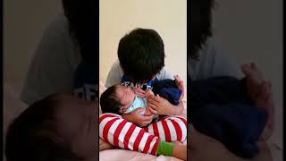Baby’s Face Reveal~ Govind’s first reaction of holding his baby brother #shorts #youtubeshorts