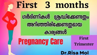 Pregnancy Care for First 3 months Malayalam |First Trimester Pregnancy Care tips