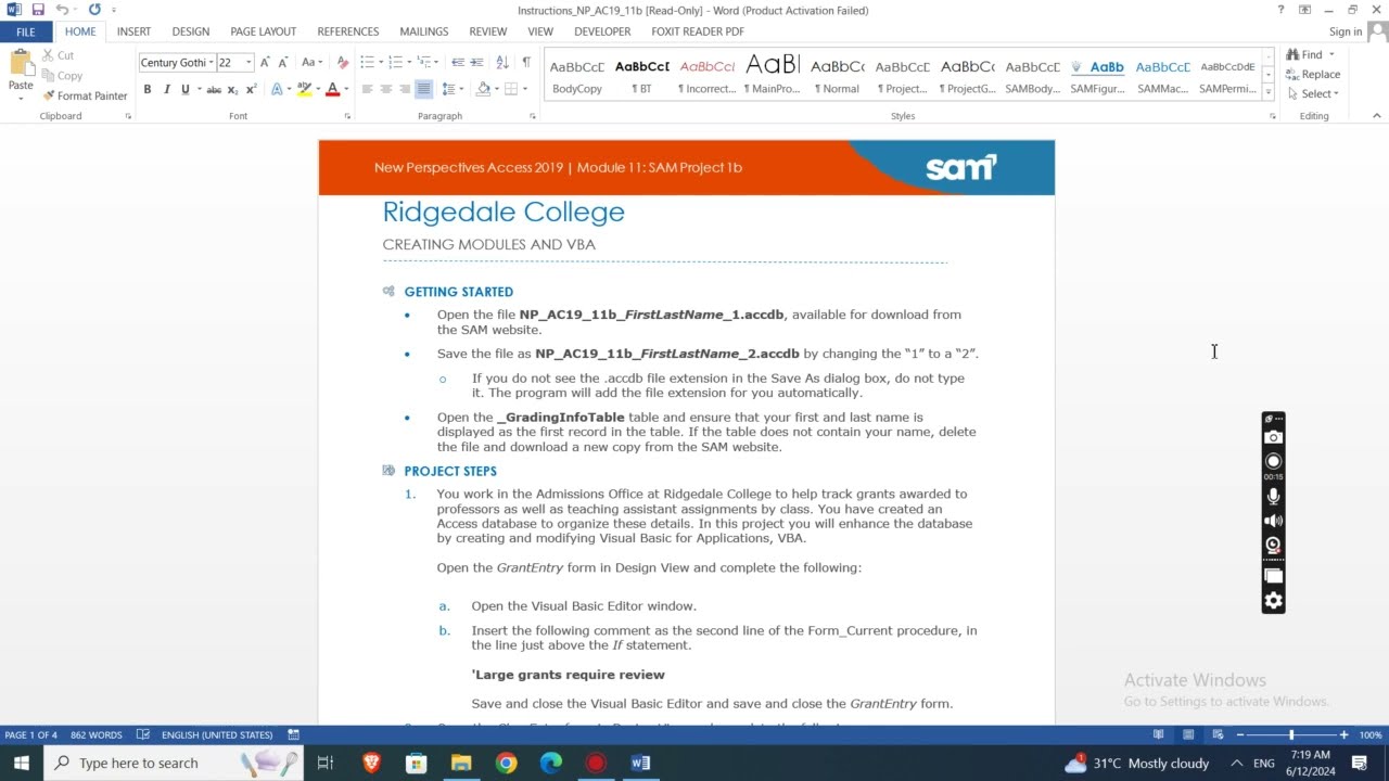 New Perspectives Access 2019 | Module 11: SAM Project 1b # ...