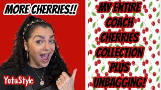 COACH CHERRIES UNBOXING \u0026 MY ENTIRE COACH CHERRIES COLLECTION! #coachoutlet #coach #coachunboxing