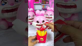 Triplet Rabbits Eating Fries Set Toys, Satisfying With Unboxing ASMR Videos