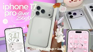 iphone 17 pro unboxing 🍥🧸 setup, trying ios 26, aesthetic accessories