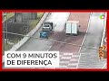 Vídeo mostra dois caminhões desgovernados juntos em área de escape no Paraná