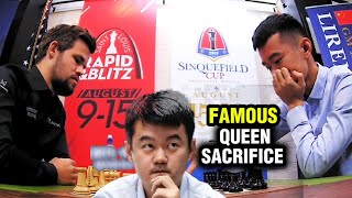 Ding's QUEEN SACRIFICE beats Magnus Carlsen with an Amazing Devastating Attack!! | Magnus vs. Ding