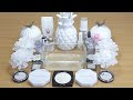 WHITE SLIME Mixing makeup and glitter into Clear Slime Satisfying Slime Videos