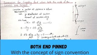 Column with both end hinged | Expression for buckling load