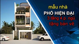 mẫu Nhà 3 tầng 4 phòng ngủ | mẫu nhà 3 tầng 4x20m | mẫu Nhà 3 tầng 3 Phòng Ngủ