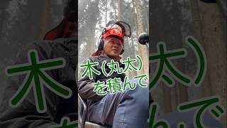 【職人の技】きこりと呼んでくれ！という山師さんにチェーンソーで大木を伐採した後の運び出す作業風景！木造住宅の柱を切り出す林業の現場#shorts#林業#伐採#伐採現場