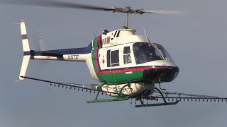 【2022ヘリコプター航空防除作業】ヘリサービス  Bell 206B-3 JetRanger III JA9737 /Helicopter Crop Dusting in Japan.