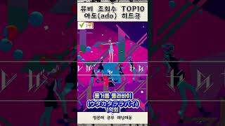 아도 Ado 히트곡 조회수 TOP10 (뮤비)