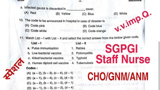 SGPGI Staff Nurse Previous Paper Questions 2023