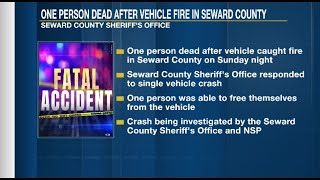 One dead after vehicle catches fire in Seward County crash