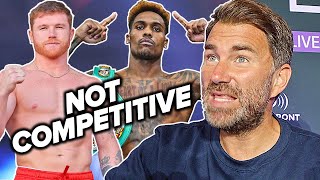 EDDIE HEARN SAYS JERMALL CHARLO WON'T BE COMPETITIVE VS CANELO; QUESTIONS BOXING SANCTIONING BODIES!