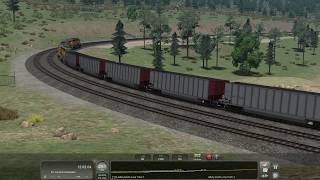 TS2020: Four SD40-2s Start an Empty Coal Train on a 2% Grade on Soldier Summit (G-TraX Bethgon Test)