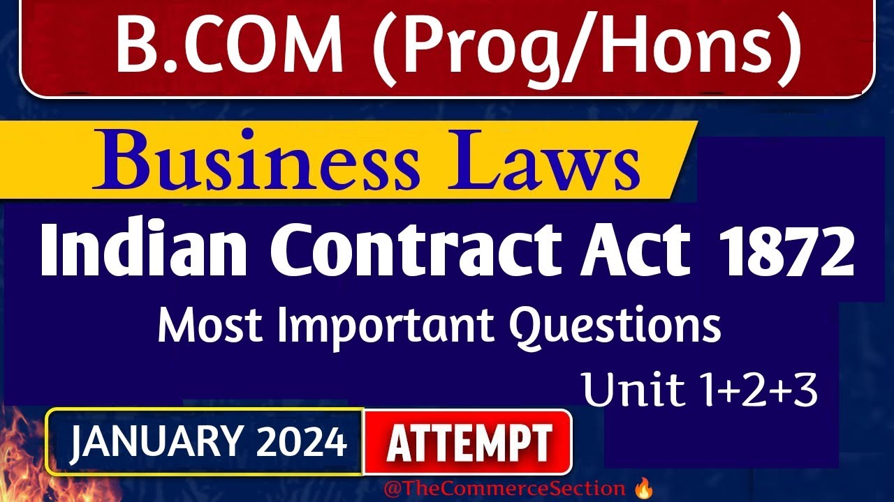 Indian Contract Act 1872 Important Questions | Business Laws | B.Com ...