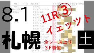 8月1日土曜日　札幌競馬場　上り3F順位データ　STV賞　2020 (新馬戦除く)