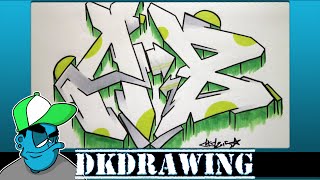 How to draw semi graffiti wildstyle letters A \u0026 B