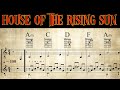 HOUSE OF THE RISING SUN | TAB & Sheet music | Tutorial for 1-2 Guitars | Instrumental