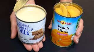 Beat condensed milk with peaches! The best no-bake summer dessert!