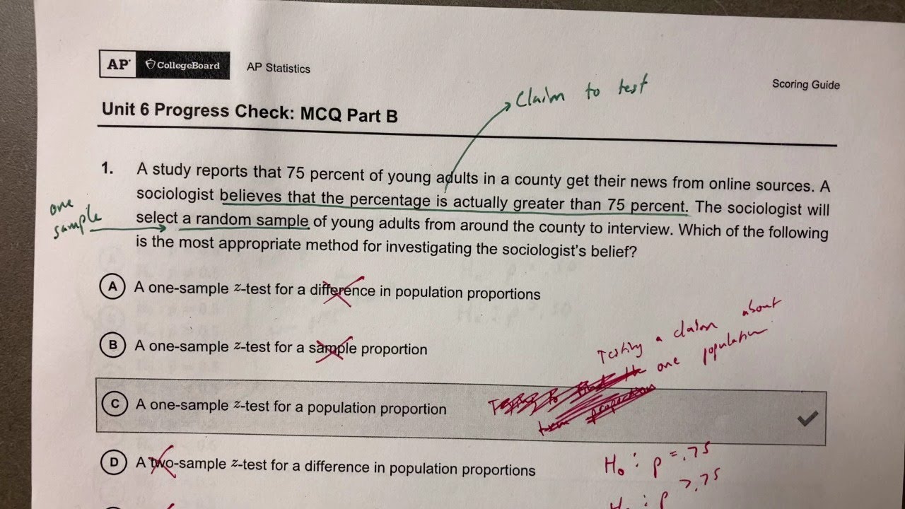 AP Stats Progress Check Unit 6 Part B - YouTube