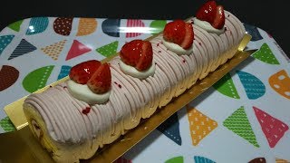 【早送り】ケーキ大人食い_いちごのモンブランロレ【ユーハイム】