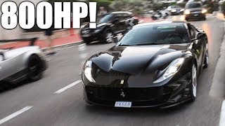 Black Ferrari 812 SUPERFAST in MONACO Start-Up and Driving!