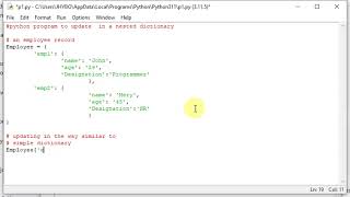 python program to update in a nested dictionary