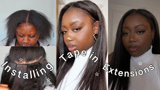 Detailed Install Kinky Straight Tape In Extensions on Short Hair | AliExpress Hair