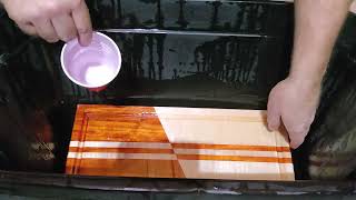 Padauk and Curly Maple cutting board finished.